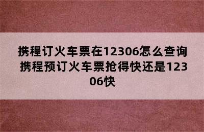 携程订火车票在12306怎么查询 携程预订火车票抢得快还是12306快